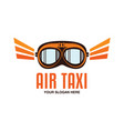 airplane logo template with goggles air taxi vector image vector image