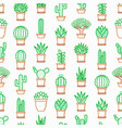 cactus and succulents in pots seamless pattern vector image vector image