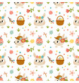 seamless pattern cute rabbits little bunnies vector image