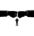 businessman watching two giant fist clashed vector image vector image