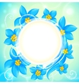 circle of blue flowers greeting card vector image