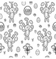 easter bunny juggling eggs black and white vector image vector image