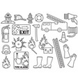 firefighters thin line icons collection vector image vector image