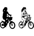 preschooler girl riding bicycle sketch vector image vector image