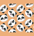 seamless pattern with cute panda faces vector image