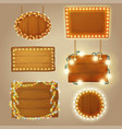 set wooden banners with decorative light vector image vector image