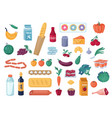 different grocery food drinks product icons set vector image