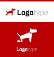 red dog pooping icon isolated on white background vector image