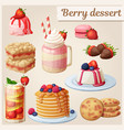 strawberry dessert collection cartoon style vector image vector image