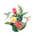 watercolor card tropical leaves vector image vector image