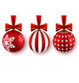 set beautiful christmas balls with bows vector image vector image