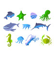 set of flat icons aquatic animals vector image