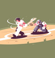 batter strikes the ball in baseball vector image