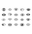 open eyes symbols outline human eye optic icons vector image