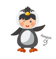happy child is wearing penguin animal costumes vector image