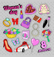 womens day 8 march elements set with flowers vector image vector image