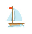 sailing yacht flat icon boat isolated on white vector image