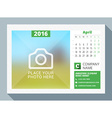 april 2016 desk calendar for year design vector image