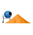 sand pile and cement mixer isolated icon vector image