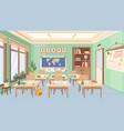 school classroom inetrior rows desks and books vector image