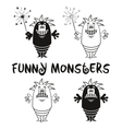 contour and silhouette monsters set vector image vector image