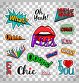 quirky quotes stickers on transparent background vector image