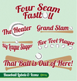 baseball bat and ball labels icons with slogan vector image