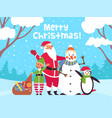 merry christmas characters poster xmas animals vector image vector image