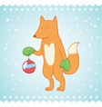 cute fox christmas greeting card vector image