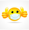 smile in medical mask showing thumb up vector image