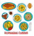 sketches of romanian cuisine dishes vector image