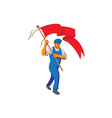 worker marching flag bearer wpa vector image vector image