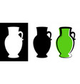 amphora image in green color and silhouettes vector image