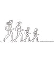 single continuous line drawing man woman children vector image vector image