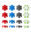 colorful plastic poker chips realistic set 3d vector image