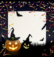 halloween greeting card with merry pumpkins vector image