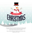 christmas card with snow man and trees vector image