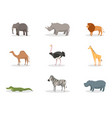 exotic wild animals flat set vector image