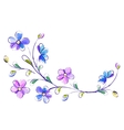horizontal white background with blue flowers vector image