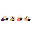 people man woman operator workers giving online vector image