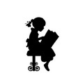 silhouette of girl reading books vector image