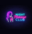 night club neon logo flamingo sign vector image