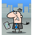 businessman with tablet pc cartoon vector image