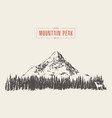 mountain peak forest deer silhouette sketch vector image