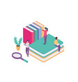 isometric online library concept people education vector image vector image