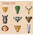 african animal portrait set with flat design vector image vector image