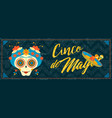 cinco de mayo mexican sugar skull web banner art vector image
