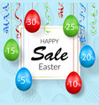 easter sale banner hanging 3d eggs vector image