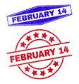 february 14 scratched watermarks in circle vector image vector image