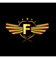 letter f winged crests logo alphabet logotype vector image vector image